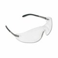 Ors Nasco MCR Safety, Blackjack Wraparound Safety Glasses, Chrome Plastic Frame, Clear Lens S2110BX